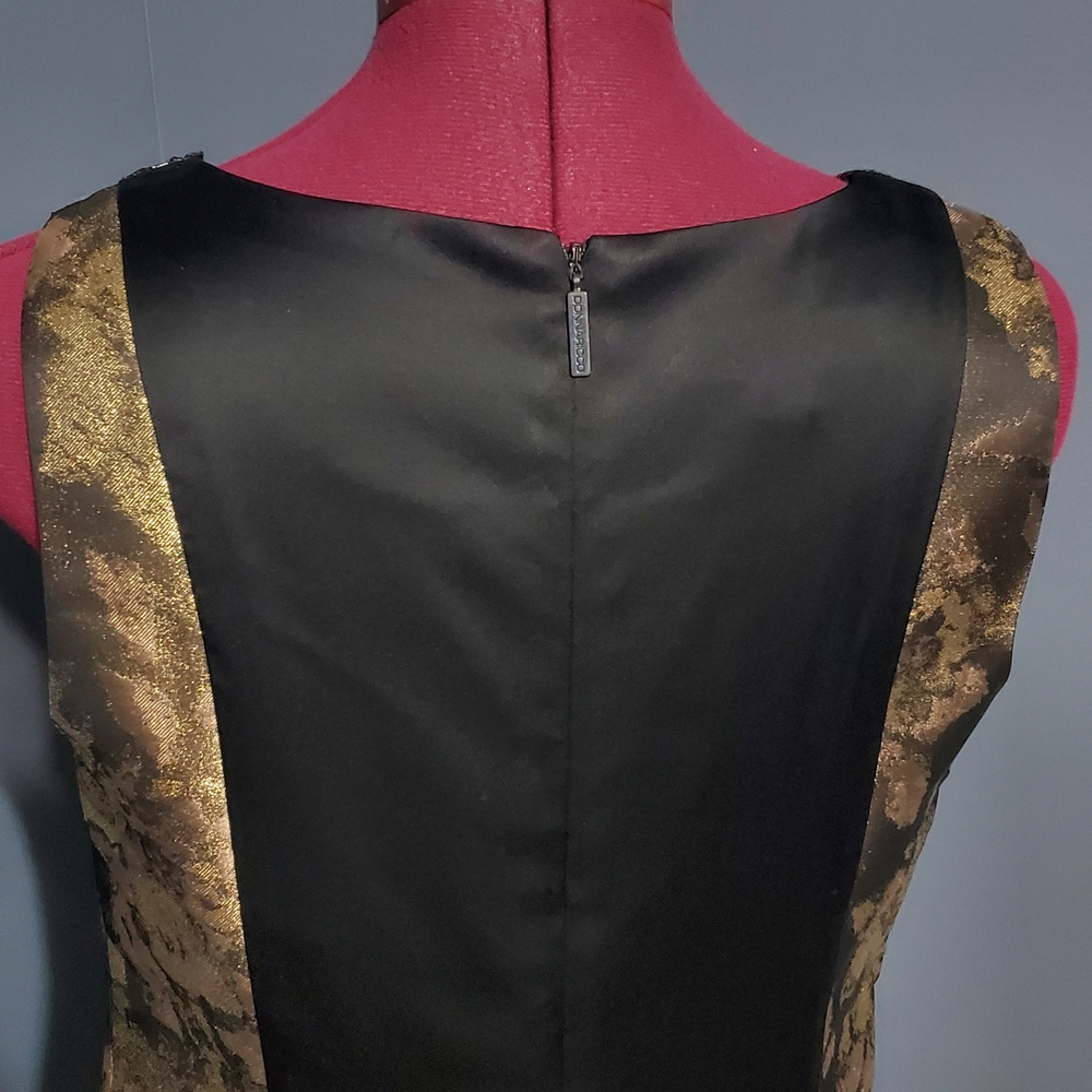 Donna Ricco Black and Gold Lace Midi Shift Sheath Dress - Picture 5 of 7